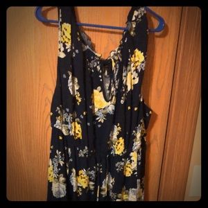 Navy blue with yellow floral Maxi dress